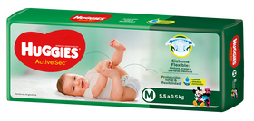 PAÑAL HUGGIES ACTIVE SEC Xtra Flex M